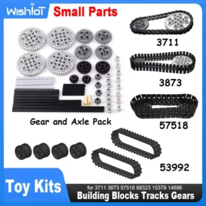 Legoeds-compatible Technical Tracks and Wheels Pack Gears and Axle Set Tank Chain Crawler for 3711 3873 57518 88323 15379 14696 1