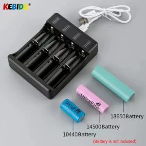 KEBIDU 18650 Battery Charger 2/4 Slots DC 5V Charger For 18650 14500 10440 Battery 3.7V Rechargeable Lithium Battery Charger 1