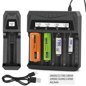 Intelligent LCD Battery USB Charger - 1/2/4 Slots for 18650 4.2V Li-ion & 1.2V Ni-MH AA/AAA Rechargeable Batteries 1