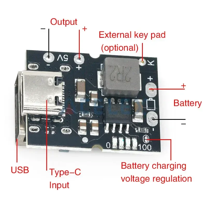 Type-C USB 5V 2A Boost Converter Step-Up Power Module Lithium Battery Charging Protection Board charge-discharge integrated 2