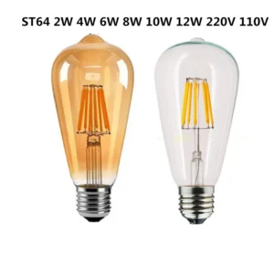 LED Edison Filament Light Bulbs Golden ST64 Dimmable E27 B22 2W 4W 6W 8W 10W 12W 220V 110V 2700K 6000K 360 Degree Energy Lamps 1