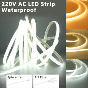 LED Strips 220V Waterproof COB LED Strip Light 240Leds/M 3000K 4000K 6000K Home Decor Flexible Ribbon Linear Lighting 1