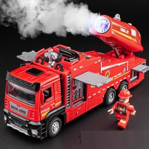 Fire Truck Diecast Simulation Sprinkler Toy with Light Music Water Spray Rescue Car Children's Toy Firefighter Truck 1