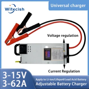 Lifepo4 Charger 12V 62A 60A Lithium Battery Charger 110V-240V Input 3-15V Adjustable Quick Fast Adapter for Lifepo4 Battery 1