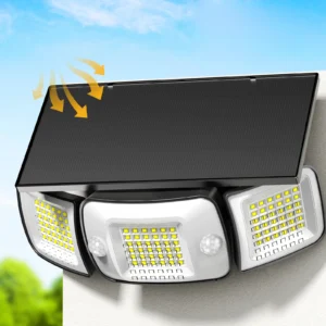 intelamp 6000mah Outdoor Solar Light Security Flood Light Spotlight Larger Solar Panel Two Motion Sensor For Garden Yard Garage 1