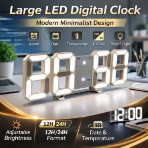 LED Digital Alarm Clock Wall Hanging With 3D Display Date Temperature For Home Kitchen Office Decoration Clocks Decor 1