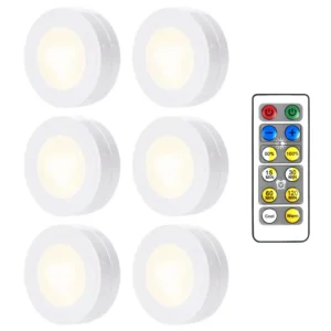 LED Puck Light Wireless Under Cabinet Lights with Remote Control Dimmable Battery Powered Night Lamp for Kitchen Closet Wardrobe 1