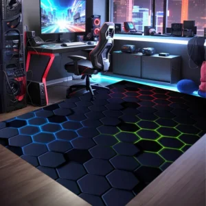 Gamer Rug Gaming Rug,Game Rug Geometric Rug,Colorful Rug Play Room Rug Neon Decor Rug Neon Look Sport Rug Area Rug,Gaming Gifts 1