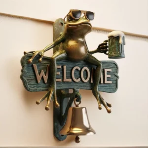 Drinking Frog Doorbell Frog Welcome Doorbell with Sunglasses Beer Drinking Frog Decorative Bell for Home Office Entrance Unique 1