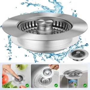 Kitchen Sink Drain Strainer,Stainless Steel Pop Up Sink Stopper,Anti-Clogging Sink Strainer Plug,Kitchen Sink Accessories 1