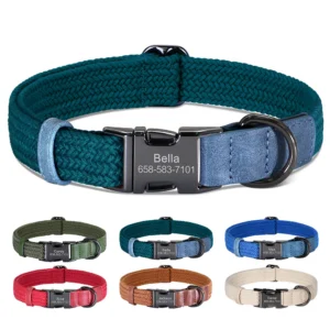 Custom Dog Collar Dog Durable Nylon Dog Collars Free Engraved Pet Name Buckle Necklace Adjustable for Small Medium Large Dogs 1