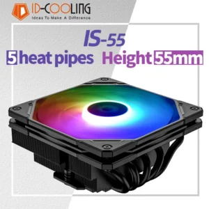 ID-COOLING IS-55 5Heatpipe CPU Cooler Down Pressure Air Cooling Radiator for LGA1200/1700/115X AM4 AM5 Mini ITX Compact Platform 1