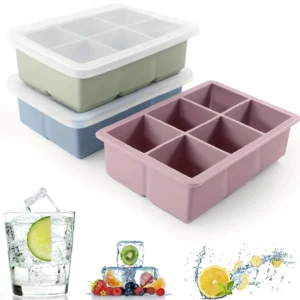 Ice Cube Tray Large Silicone Ice Cube Moulds with Removable Lids Large Square Ice Cube Moulds Easy Release Reusable BPA Fr 1