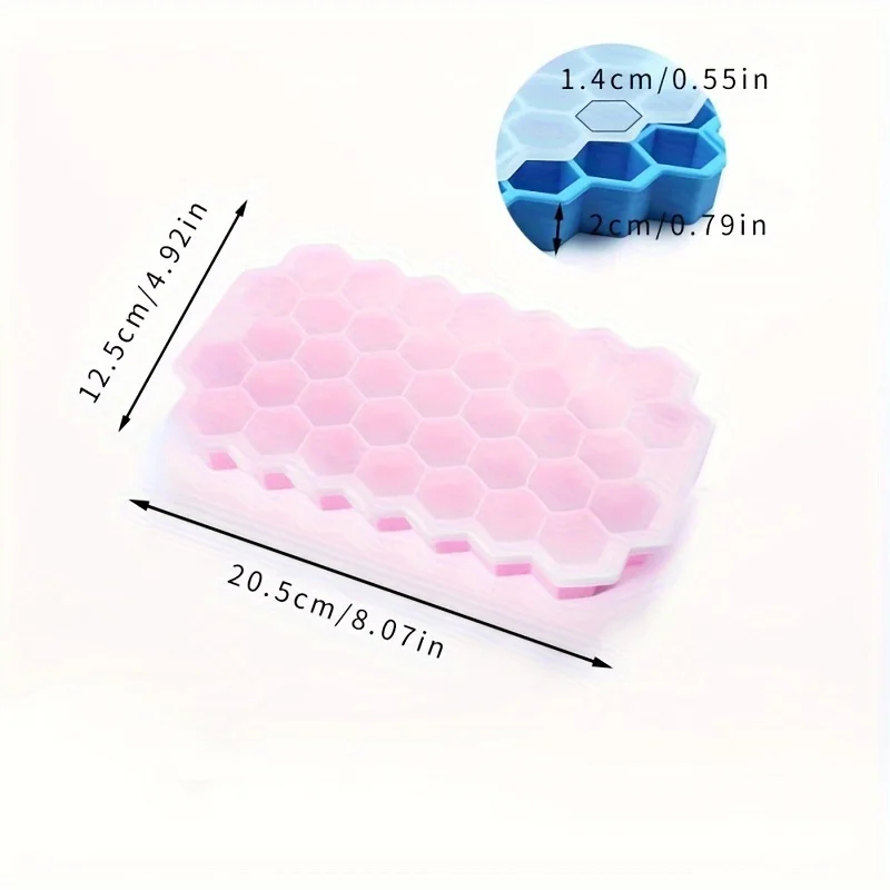 Large-capacity Ice Trays Silicone Mold Reusable Honeycomb Ice Cube Maker Food Grade Ice Maker with Lids Popsicle Mould Mold 4