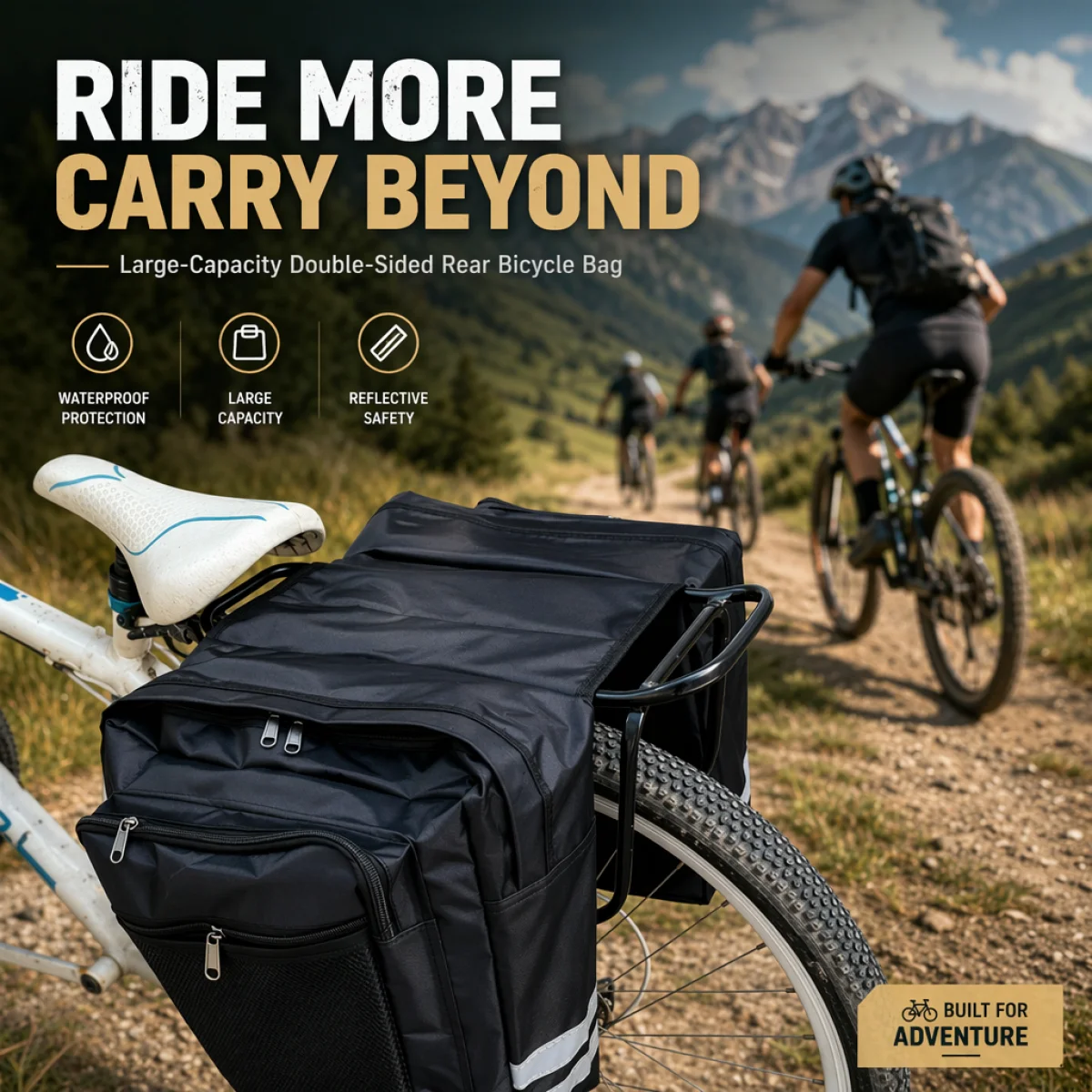Waterproof Bicycle Bag, Transport Bag with High and Spacious Rear Seat, Double-Sided Design + Reflective Strips 1