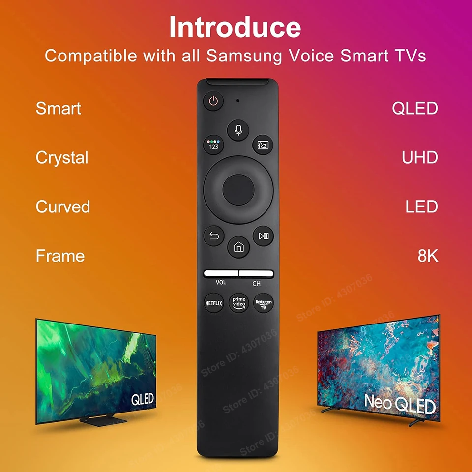 Voice Replacement Remote Control for Samsung TV Curved Frame UHD QLED LED 4K 8K Smart TVs, Universal Remote for All Samsung TV 2