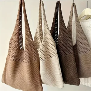 Knitted Handbags For Women Large Capacity Tote Bag Summer Beach Big Purse Casual Hollow Woven Shoulder Bags Female Pack 1