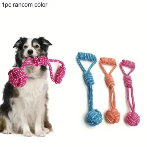 1pc Durable Dog Rope Toy with Ball - All-Breed Chew and Tug Plaything Random Color Selection 1