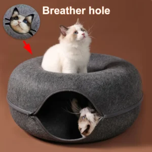Interactive Round Small Cat Tunnel Nest Felt Kittens Bed House Scratcher Cat Donut Sleeping Pet Toy for Cats 1