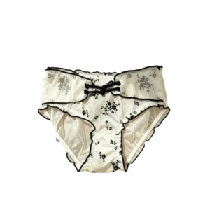 Lingerie Low Waist Women Underwear Buckle Design Ruffle Chinese Style Briefs Transparent Mesh Ice Silk Panties Daily 1