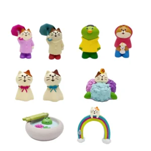 Japanese Cat Rainy Season Sunny Day Doll Frog Rainbow Ins Collection Cute Micro Scene Decoration Desktop Decoration Gift 1