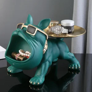 Resin Dog Statue Bulldog Statue Storage Tray Animal Decoration Resin Craft Art Sculpture Statue Dog Sculpture Home Decoration 1