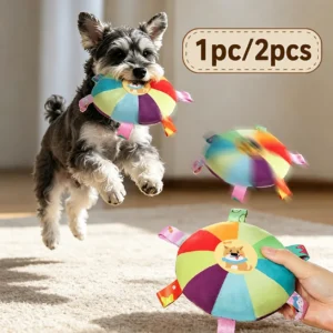 Dog Sounding Plush Toy Bell Cartoon Flying Disc Toy Small Dog Teeth Grinding Toy Wear-resistant Bite-resistant Puppy Pet Product 1