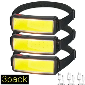 COB LED Headlight Flashlight 3 Mode,Built in Battery USB Rechargeable HeadLamp Outdoor Emergency Camping Fishing Lantern 1