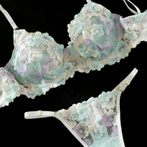 Lingerie Sexy Delicate Underwear Bra and Panties Lace Embroidery Set Fairy women Beautiful Brief Sets 1
