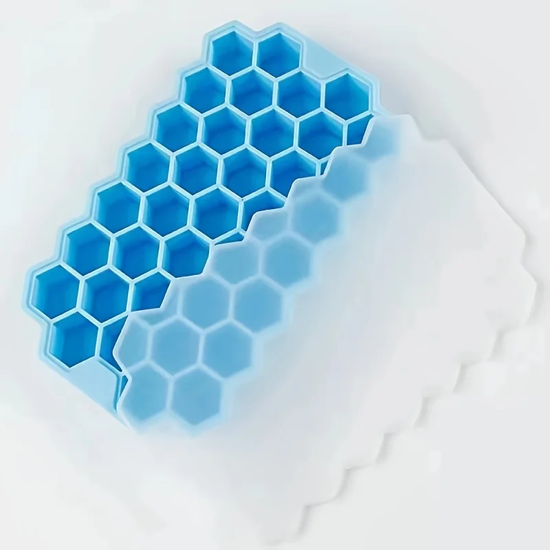 Large-capacity Ice Trays Silicone Mold Reusable Honeycomb Ice Cube Maker Food Grade Ice Maker with Lids Popsicle Mould Mold 3