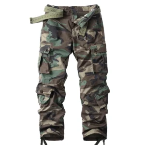 AKARMY Men's Ripstop Wild Cargo Pants, Relaxed Fit Hiking Pants, Army Camo Combat Casual Work Pants with 8 Pockets(No Belt) 1