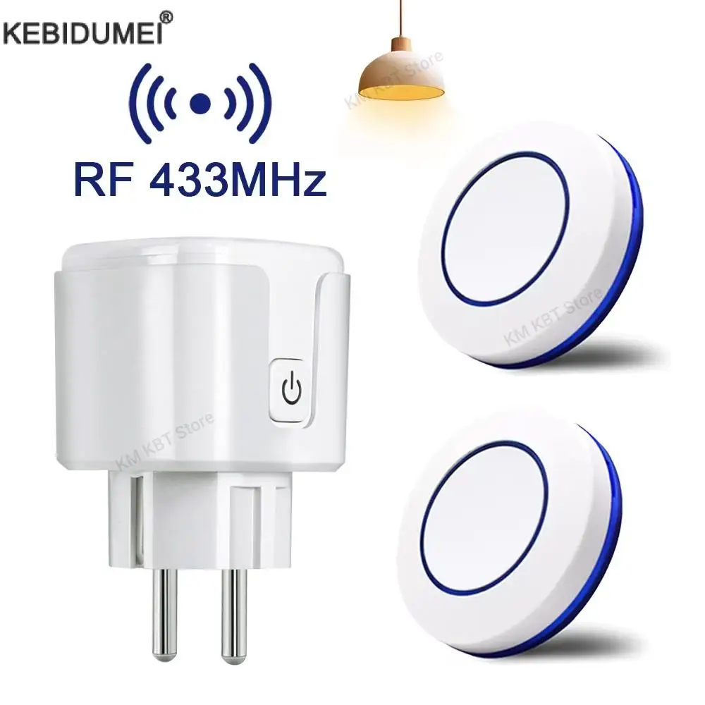 RF 433MHz Wireless Remote Control 220V 110V Relay Receiver Smart Socket Electric Plug Electrical Outlets For Light Lamp Home 1