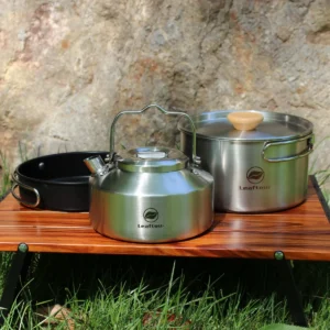Leaftour Stainless Steel Camping Cookware Set Kettle Pot Pan - Outdoor Cooking Essentials for 2-3 Person 1
