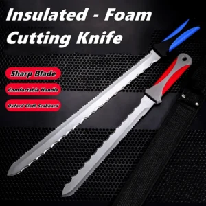 Insulated Knife Foam Cutting Knife,Double Serrated Stainless Steel Knife Insulation Knife with Nylon Sheath Insulation Cutter 1