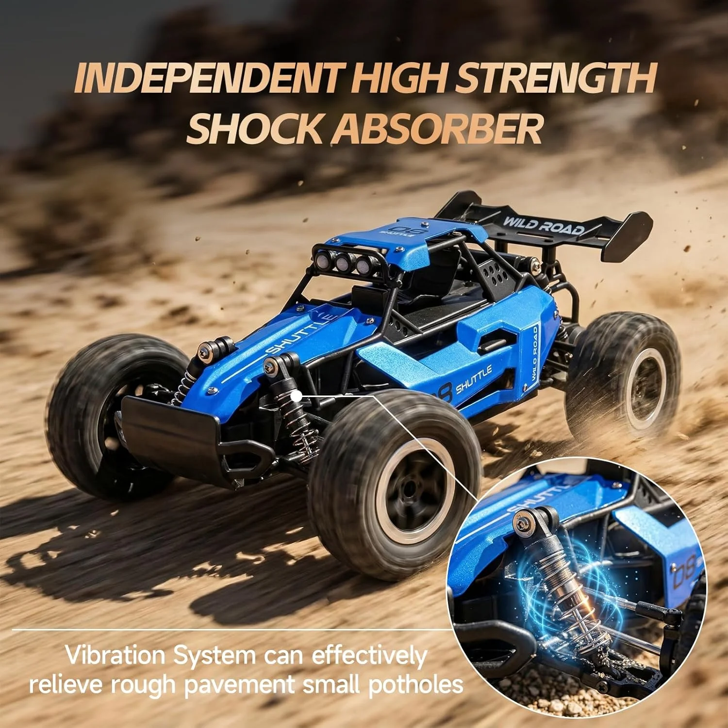 RC Monster Truck 1:16 Scale Remote Control Car 2.4GHz Alloy Shell 20KM/H Fast Off Road RC Car LED LED Headlight Toy Gift for Kid 2