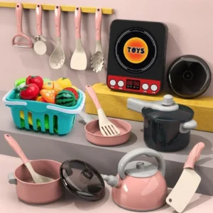 Kids Kitchen Toys Set 28 PCS Play Kitchen Accessories Kit with Play Pots Pretend Food Cooking Toy Toddler Girls Boy Gifts 1