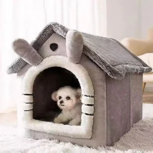 Indoor Warm Dog House Soft Pet Bed Tent House Dog Kennel Cat Bed Removable and Washable Cushion Suitable Four Season Universal 1
