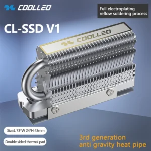 COOLLEO CL-SSD V1 M.2 2280 SSD Nvme Heat Sink Solid State Drive Radiator Fully Electroplated Reflow Welding AGHP HeatPipe Cooler 1