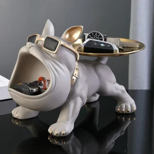 30cm/11.8inch Home Decor Bulldog Figurine Dog Statue Key Storage Box Animal Ornament Resin Craft Art Figurine Puppy Sculpture 1