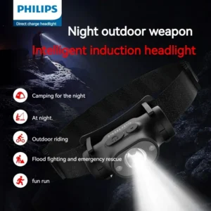 Philips LED Headlamp Sensor Head Flashlight of Lighting Type-C Rechargeable Headlight Outdoor Camping Fishing Lantern 1