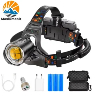 Powerful XHP100 Led Headlamp Zoomable USB Rechargeable High Power Headlight Waterproof Output 18650 Super Bright Head Torch 1