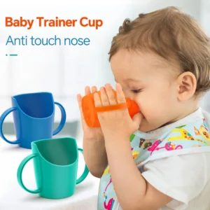 Baby learns to drink water cup, baby drinks water and milk, anti choking and nose protection, slanted mouth cup 1