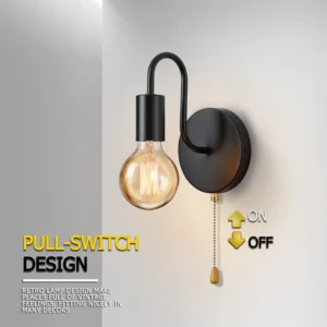 Nordic Industrial Wall Lamp Iron Black E27 Indoor Lighting Bedside Bathroom Bedroom Lamp Sconce Wall Light Fixture Decor 1