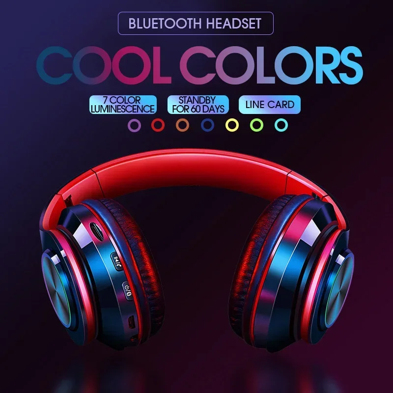 Foldable Bluetooth Headsets Wireless Headphones With Mic Stereo Earphone Support TF Card FM For Xiaomi Iphone Sumsamg Phone 4