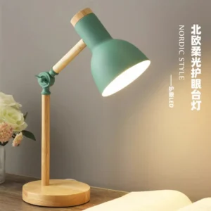 Creative Nordic Table Lamp Wooden Art LED Turn Head Simple Bedside Desk Light/Eye Protection Reading&Bedroom Study Lamp 1