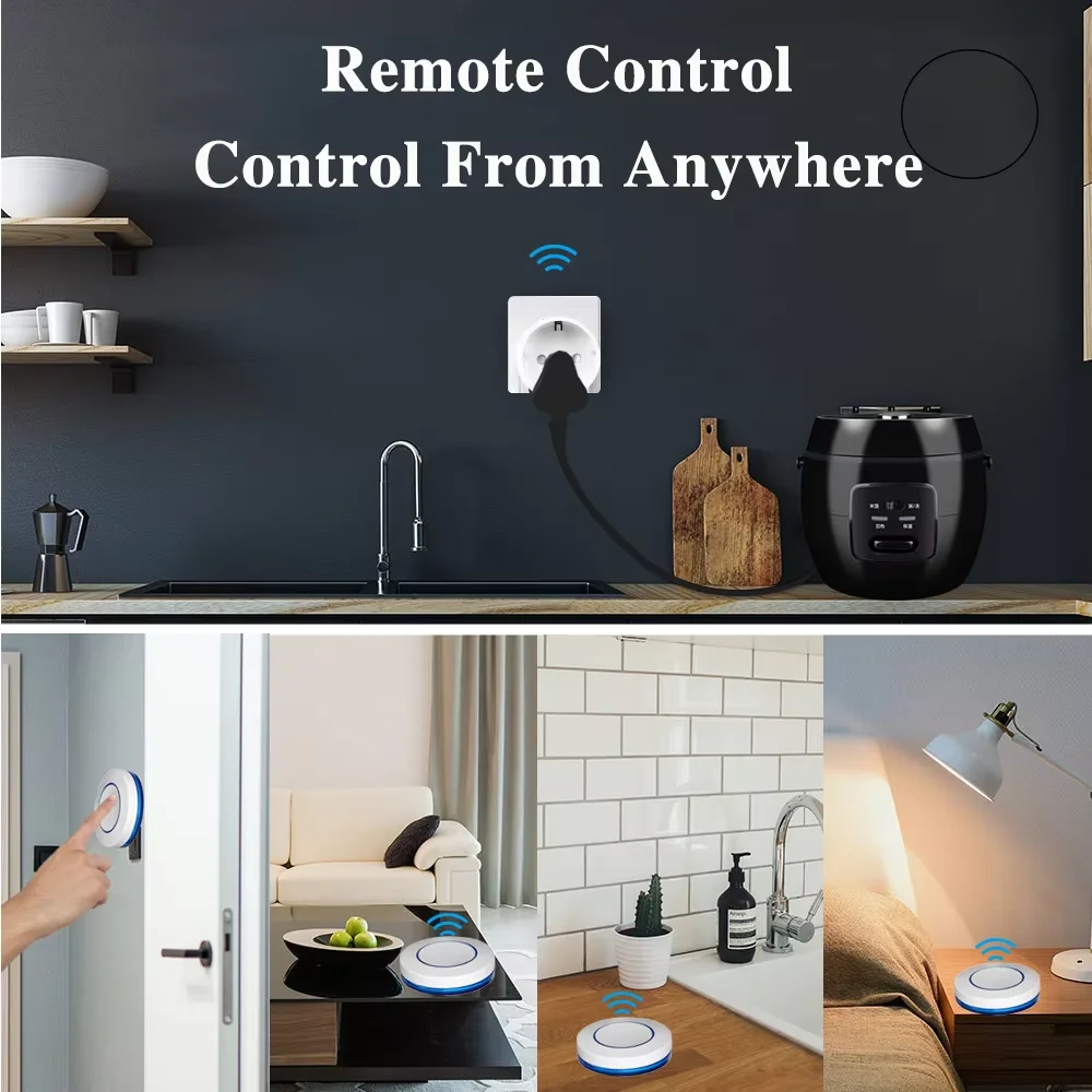 RF 433MHz Wireless Remote Control 220V 110V Relay Receiver Smart Socket Electric Plug Electrical Outlets For Light Lamp Home 2