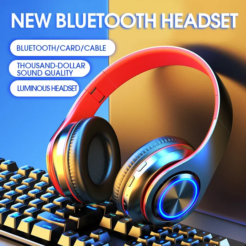 Foldable Bluetooth Headsets Wireless Headphones With Mic Stereo Earphone Support TF Card FM For Xiaomi Iphone Sumsamg Phone 1