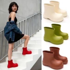 Korean rain boots 2025 women's short tube EVA waterproof shoes fashionable thick soled outdoor minimalist water shoes 1
