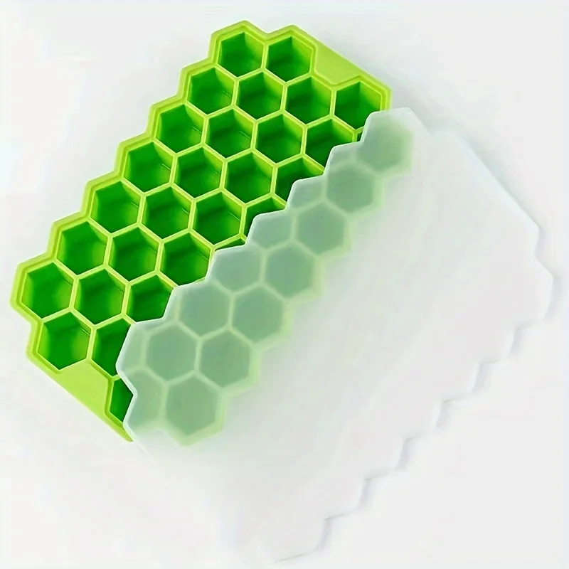 Large-capacity Ice Trays Silicone Mold Reusable Honeycomb Ice Cube Maker Food Grade Ice Maker with Lids Popsicle Mould Mold 5