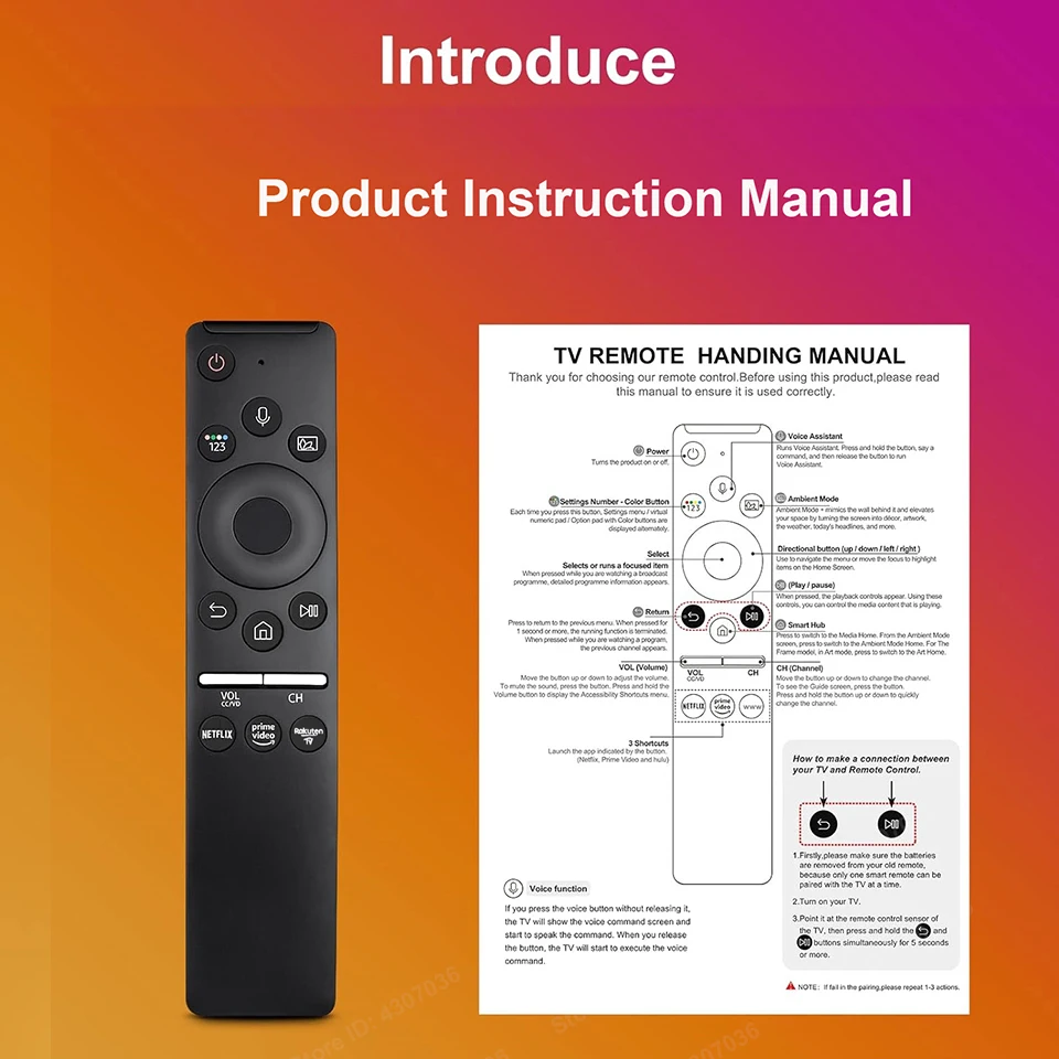 Voice Replacement Remote Control for Samsung TV Curved Frame UHD QLED LED 4K 8K Smart TVs, Universal Remote for All Samsung TV 4